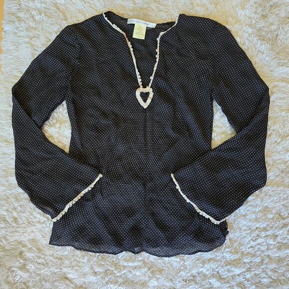 STUDIO M Women's Top Size Medium 100% Silk Long Sleeve Gothic Wimsigoth Witchy - Picture 1 of 11